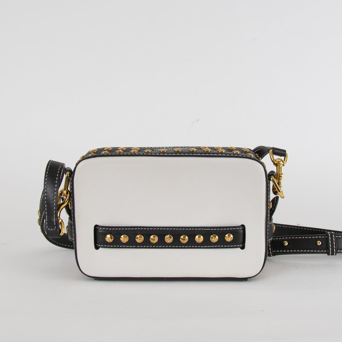 Alexander McQueen Black and White Myth Lock Camera Bag