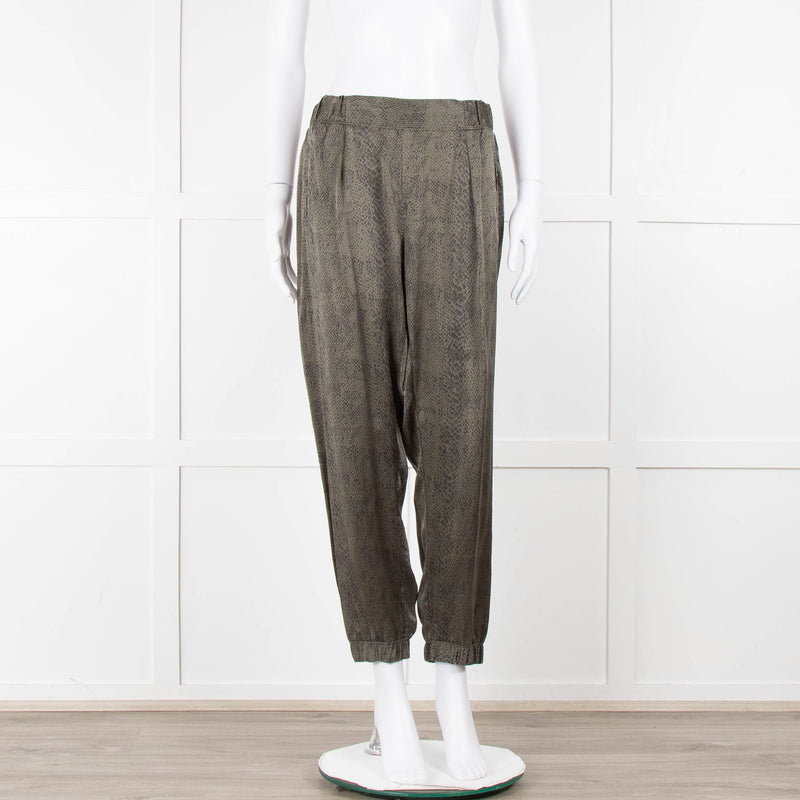 ATM Khaki Snake Print Silk Jogger Style Trousers