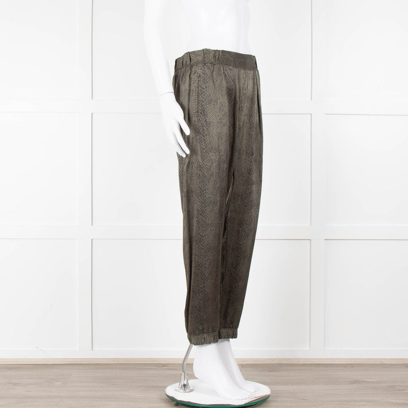 ATM Khaki Snake Print Silk Jogger Style Trousers