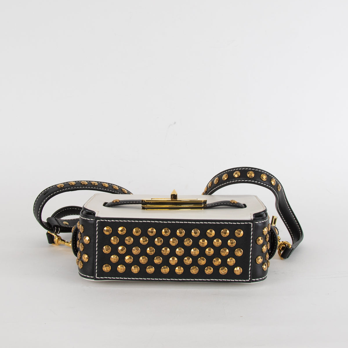 Alexander McQueen Black and White Myth Lock Camera Bag