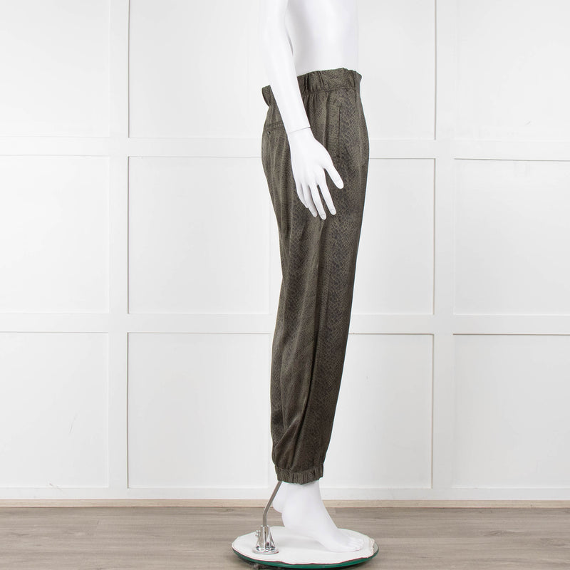 ATM Khaki Snake Print Silk Jogger Style Trousers