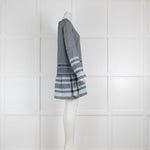 Cecile Copenhagen Blue  Cotton Jacquard Long Sleeve Mini Dress