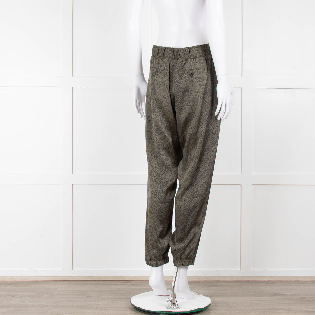 ATM Khaki Snake Print Silk Jogger Style Trousers