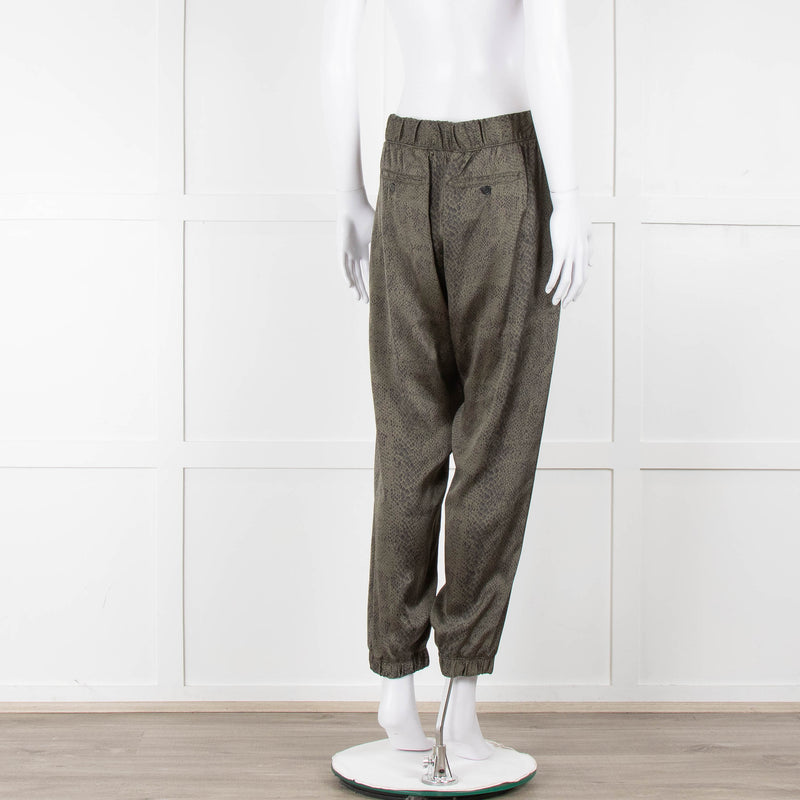 ATM Khaki Snake Print Silk Jogger Style Trousers