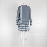 Cecile Copenhagen Blue  Cotton Jacquard Long Sleeve Mini Dress
