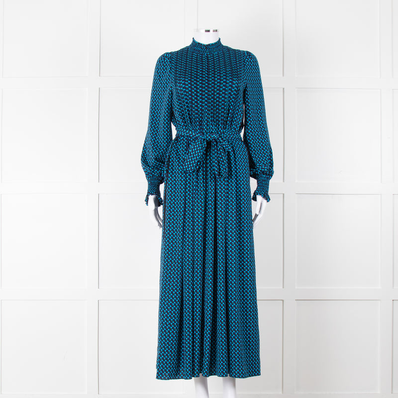 Me + Em Navy & Turquoise Zip Front Dress With Tie