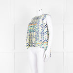 Peter Pilotto Cream Blue Yellow Floral Print Silk Sleeveless Top