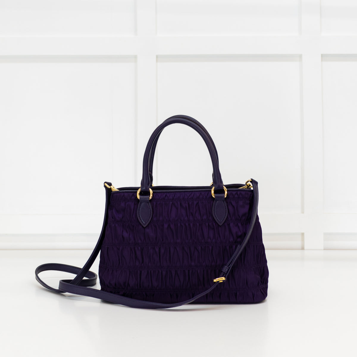 Prada Purple Nylon Gaufre Handbag with Long Strap