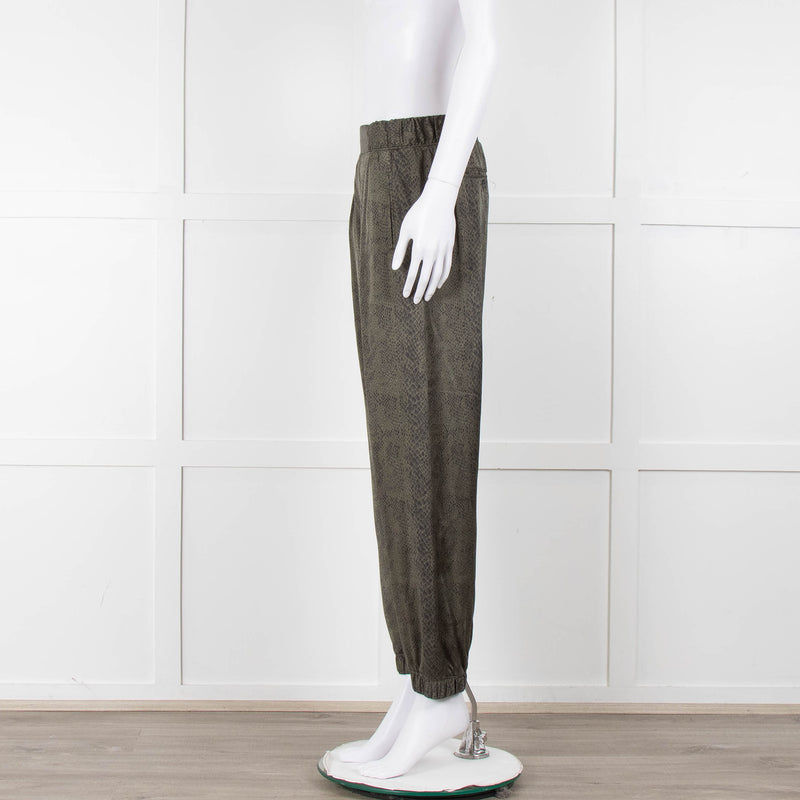 ATM Khaki Snake Print Silk Jogger Style Trousers