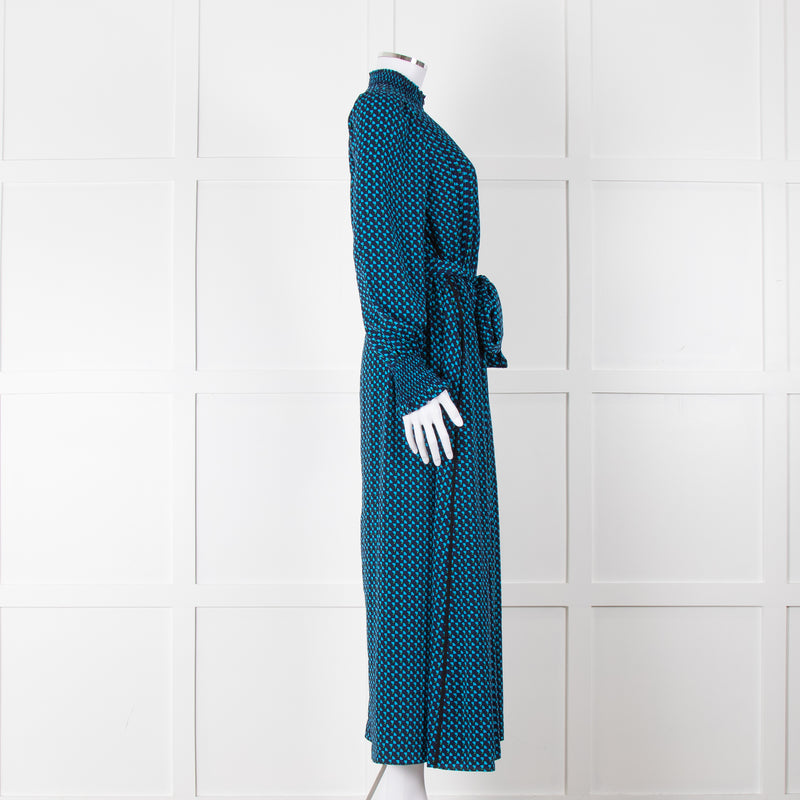 Me + Em Navy & Turquoise Zip Front Dress With Tie