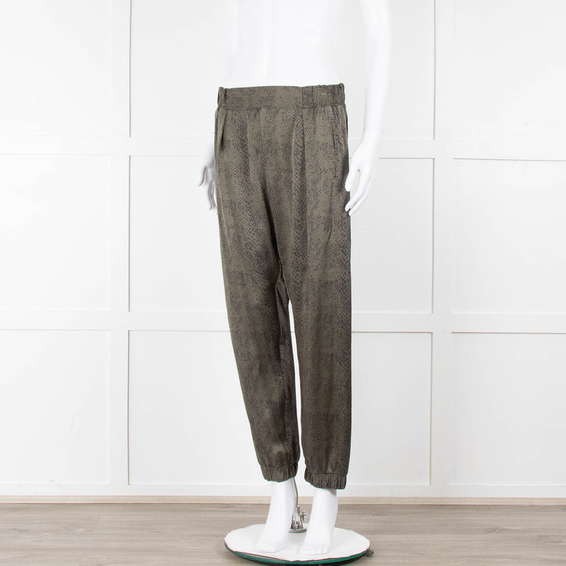 ATM Khaki Snake Print Silk Jogger Style Trousers