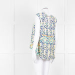 Peter Pilotto Cream Blue Yellow Floral Print Silk Sleeveless Top