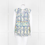 Peter Pilotto Cream Blue Yellow Floral Print Silk Sleeveless Top