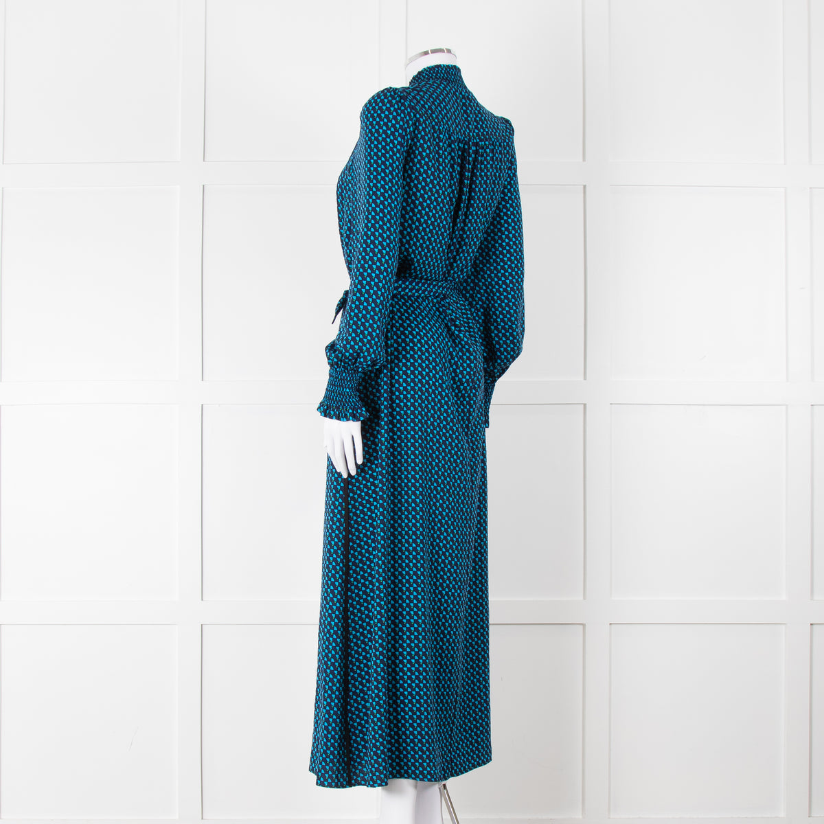 Me + Em Navy & Turquoise Zip Front Dress With Tie