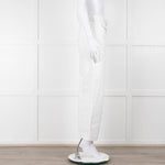 Sandro White Denim Braided Waist Front Pocket Detail Wide Leg Jeans