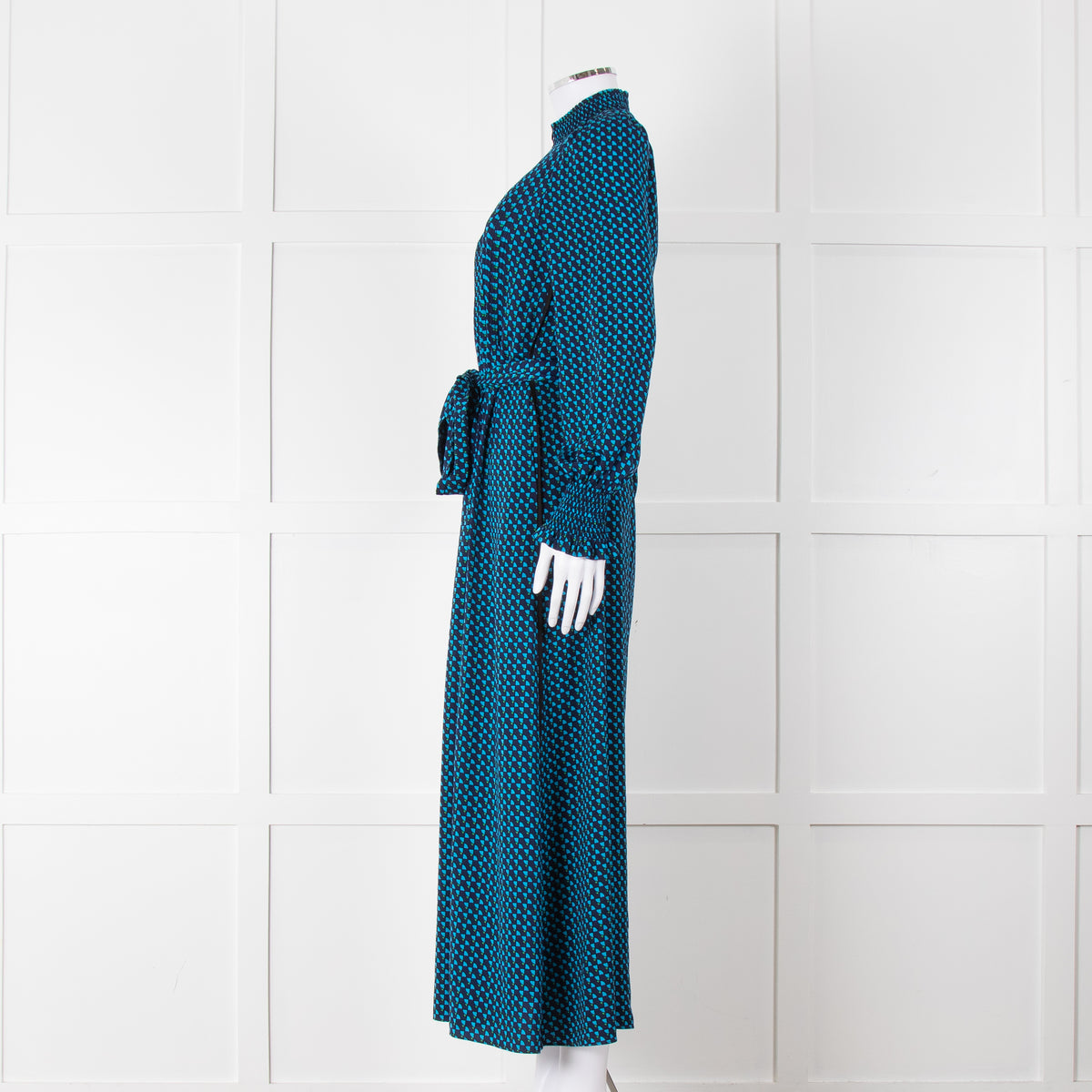 Me + Em Navy & Turquoise Zip Front Dress With Tie