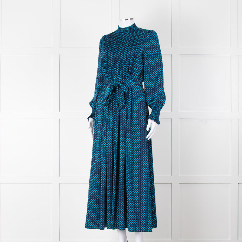 Me + Em Navy & Turquoise Zip Front Dress With Tie
