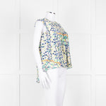 Peter Pilotto Cream Blue Yellow Floral Print Silk Sleeveless Top