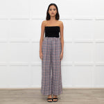 Joseph Cream Blue Red Mix Check Wide Leg Trousers