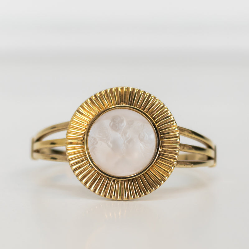 Lalique Gold Plated Sterling Silver Bangle