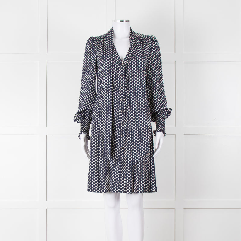 Me + Em Navy Polka Dot Flower Short Fit & Flare Dress