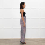 Joseph Cream Blue Red Mix Check Wide Leg Trousers