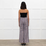 Joseph Cream Blue Red Mix Check Wide Leg Trousers
