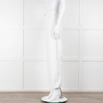 Sandro White Denim Braided Waist Front Pocket Detail Wide Leg Jeans