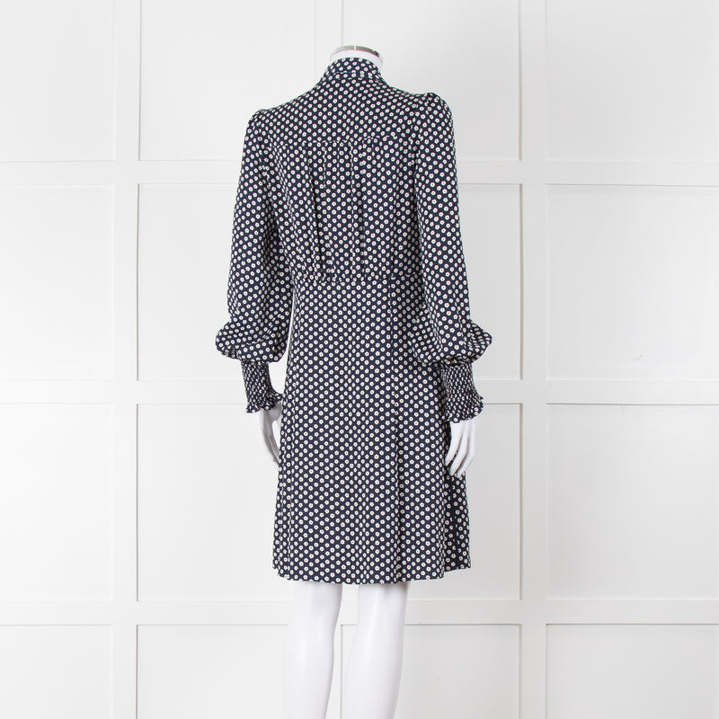 Me + Em Navy Polka Dot Flower Short Fit & Flare Dress