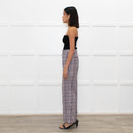 Joseph Cream Blue Red Mix Check Wide Leg Trousers