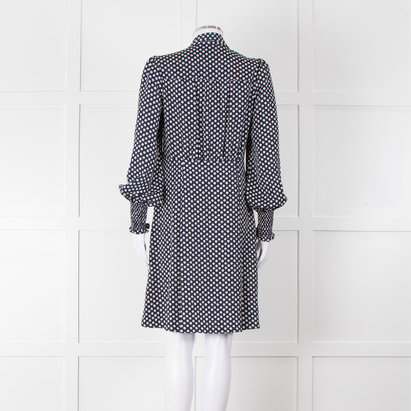 Me + Em Navy Polka Dot Flower Short Fit & Flare Dress