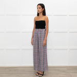 Joseph Cream Blue Red Mix Check Wide Leg Trousers