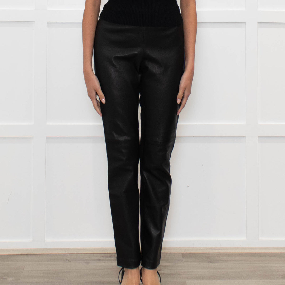 Joseph Black Leather and Gabardine Leggings