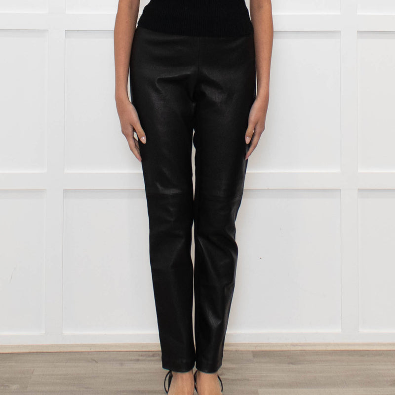 Joseph Black Leather and Gabardine Leggings
