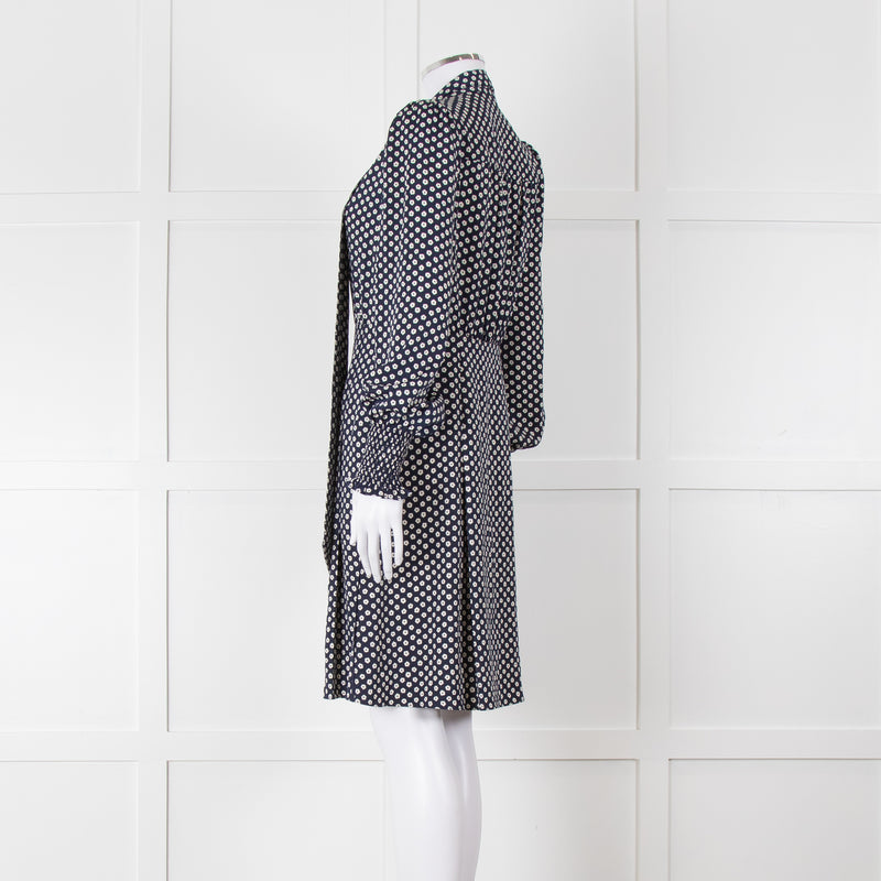 Me + Em Navy Polka Dot Flower Short Fit & Flare Dress