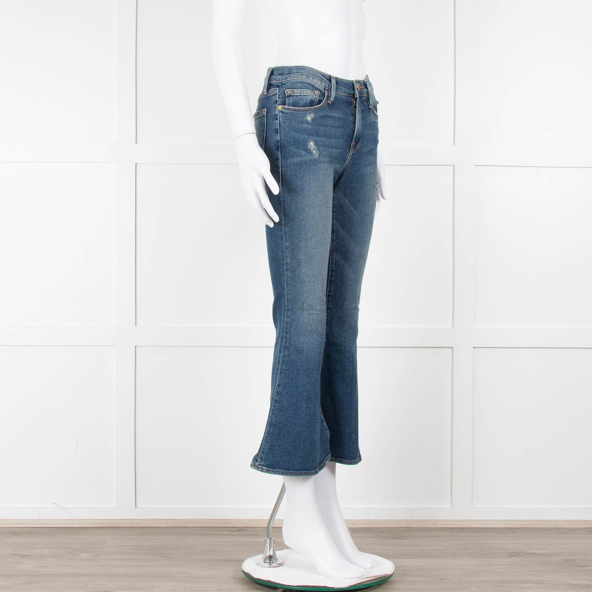 Frame Blue Denim Flared Cropped Jeans