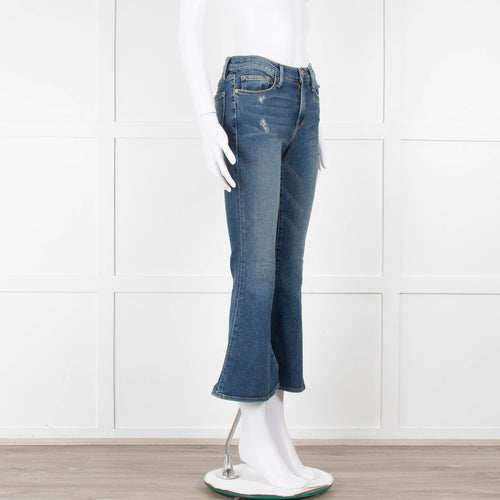 Frame Blue Denim Flared Cropped Jeans