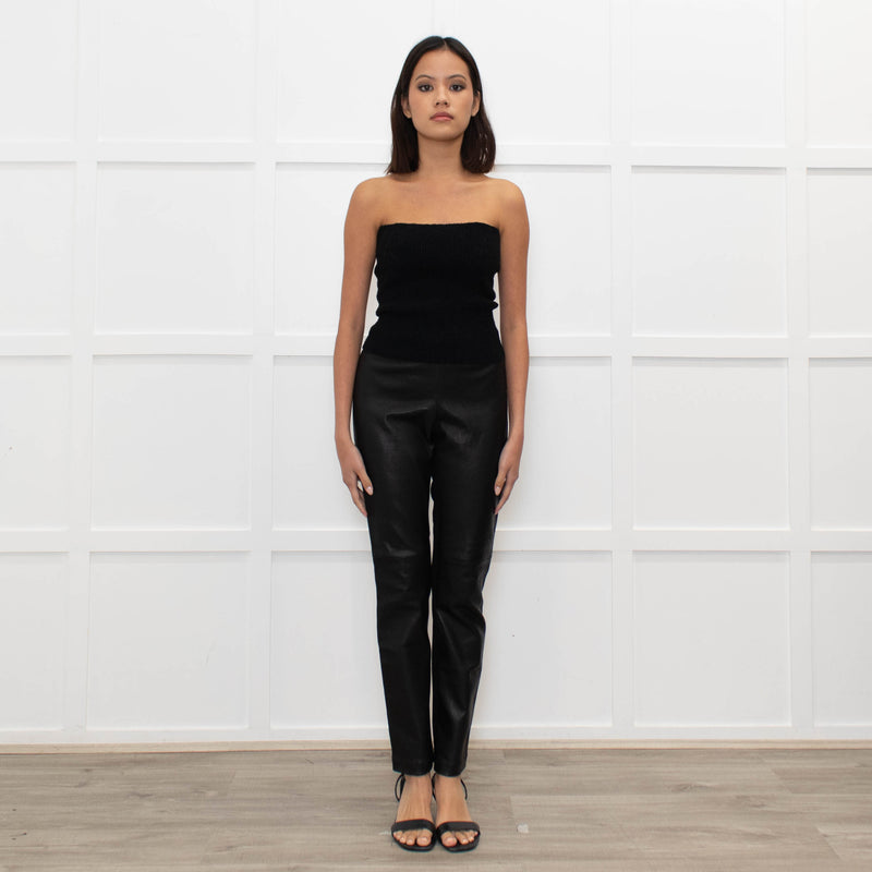 Joseph Black Leather and Gabardine Leggings