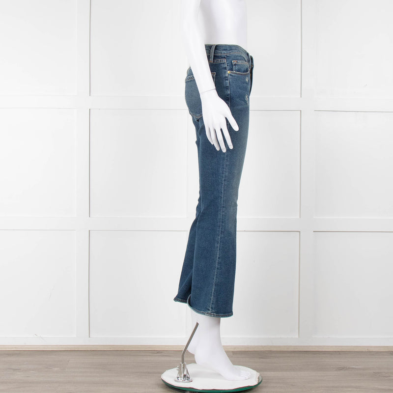 Frame Blue Denim Flared Cropped Jeans
