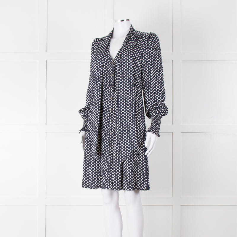 Me + Em Navy Polka Dot Flower Short Fit & Flare Dress