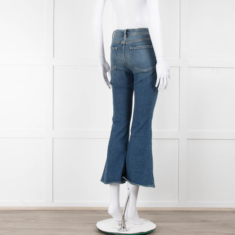 Frame Blue Denim Flared Cropped Jeans