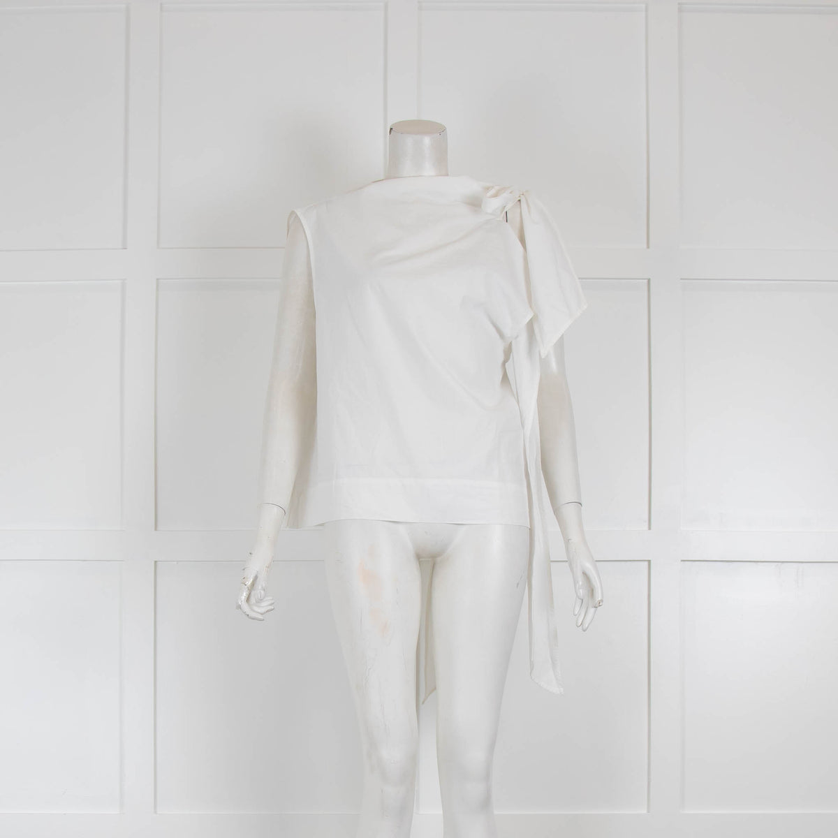 Ganni White Cotton Poplin Sleeveless Tie Shoulder Top