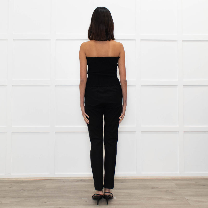 Joseph Black Leather and Gabardine Leggings