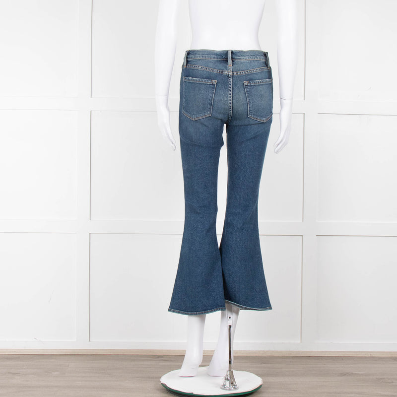 Frame Blue Denim Flared Cropped Jeans