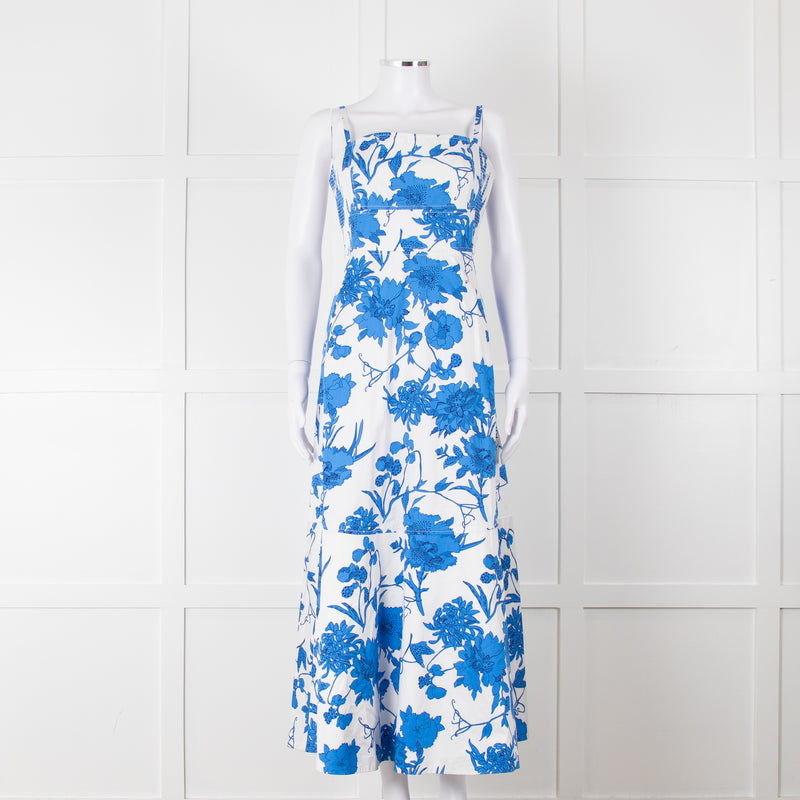 Me + Em Scribbled  Blue & White Flower Print Strappy Dress