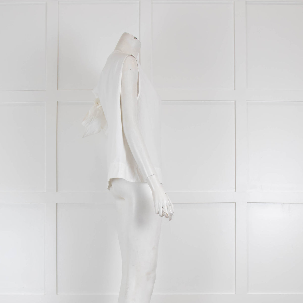 Ganni White Cotton Poplin Sleeveless Tie Shoulder Top
