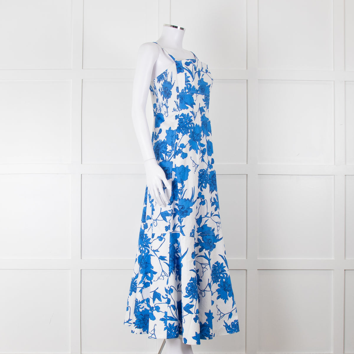 Me + Em Scribbled  Blue & White Flower Print Strappy Dress