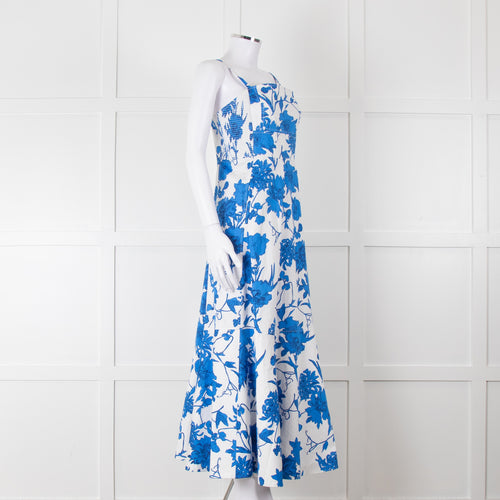 Me + Em Scribbled  Blue & White Flower Print Strappy Dress