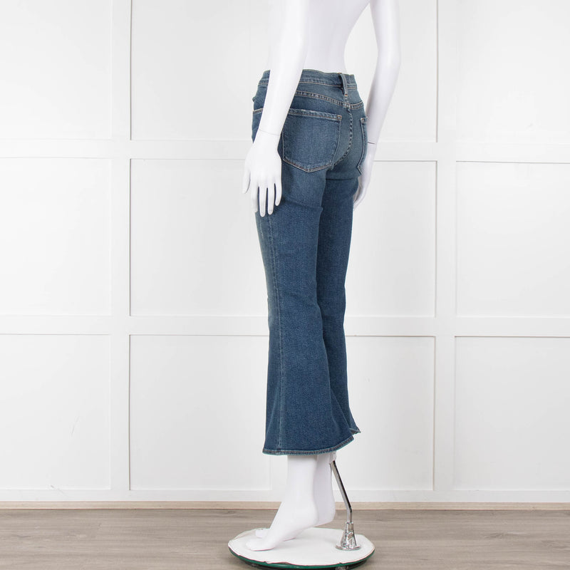 Frame Blue Denim Flared Cropped Jeans