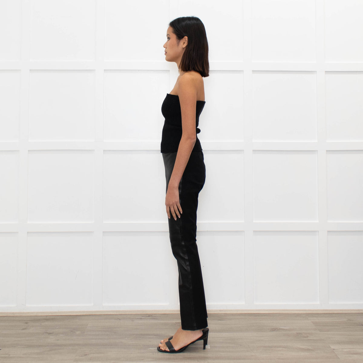 Joseph Black Leather and Gabardine Leggings